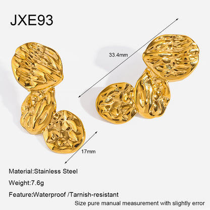 Hot-selling light luxury 18K gold-plated stainless steel earrings with vintage texture, heart, sun, and eye stud earrings