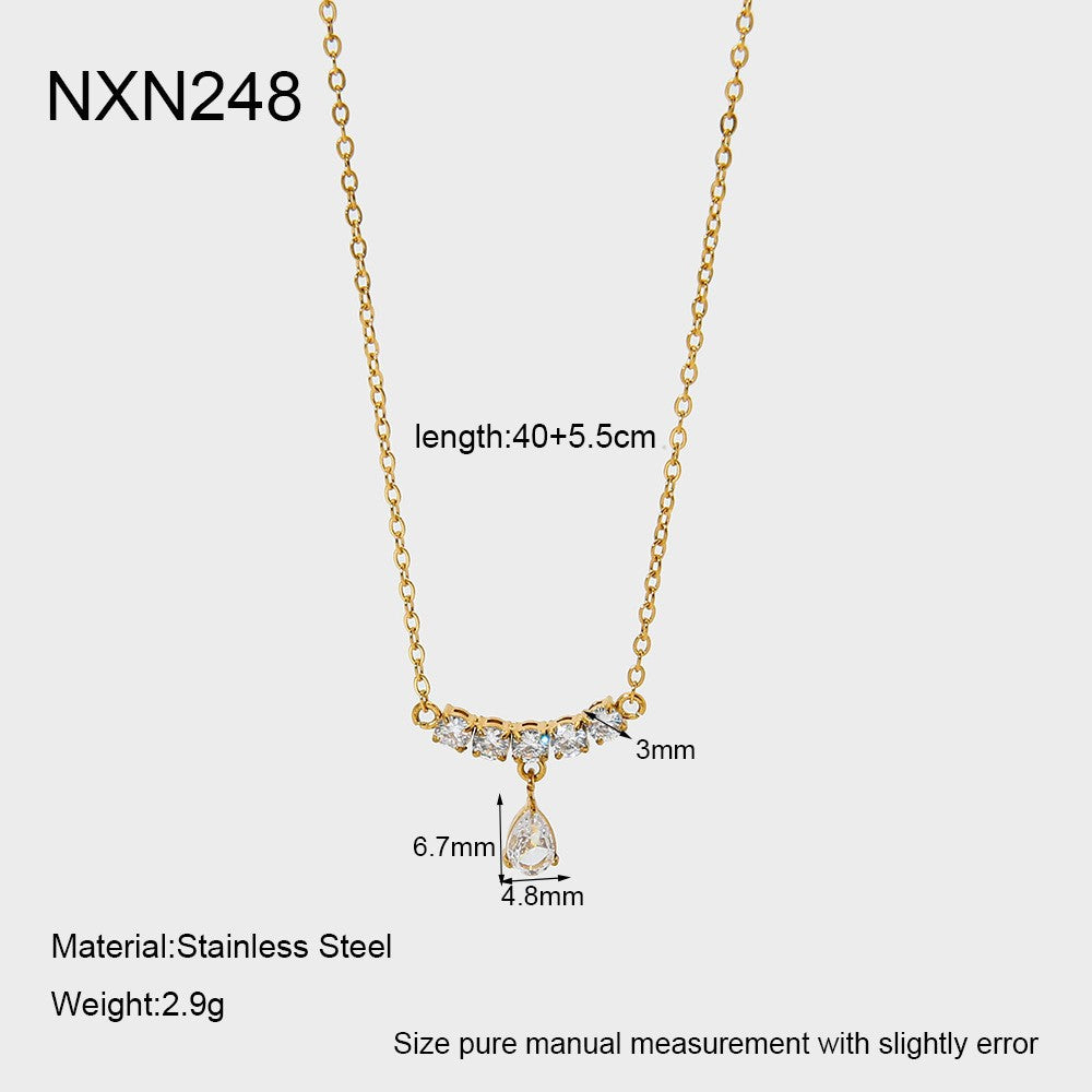 Water Drop Geometric Zircon Pendant Necklace