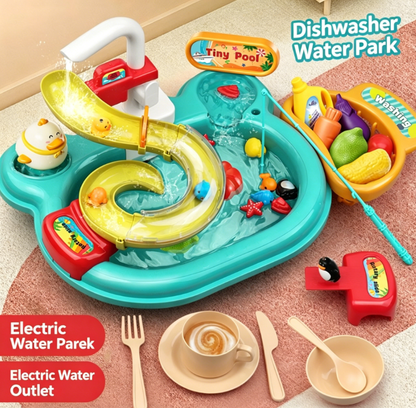 Playhouse Water Park Slide Fishing Electric Dishwasher Fully Automatic Water Play Educational Children's Toy