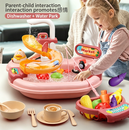 Playhouse Water Park Slide Fishing Electric Dishwasher Fully Automatic Water Play Educational Children's Toy