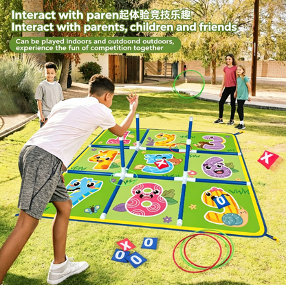 Nine-square grid ring toss home team-building game mat throwing sport parent-child interactive outdoor game children's toy