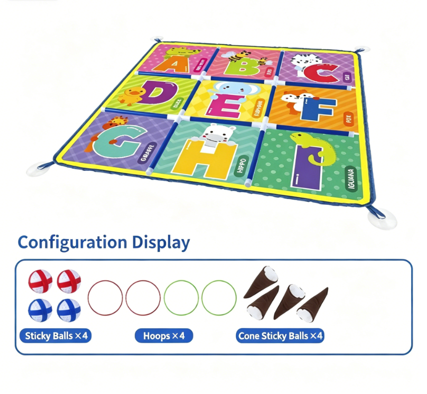 Nine-square grid ring toss home team-building game mat throwing sport parent-child interactive outdoor game children's toy