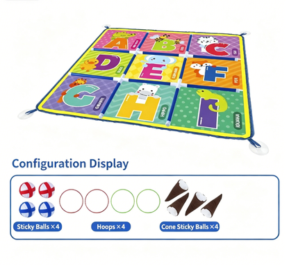 Nine-square grid ring toss home team-building game mat throwing sport parent-child interactive outdoor game children's toy